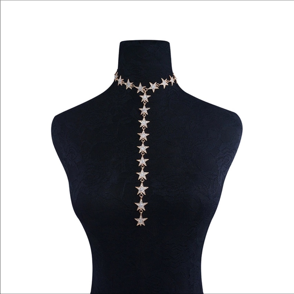 4 for $25🌺Boho Star Rhinestone Choker Necklace - Picture 5 of 9